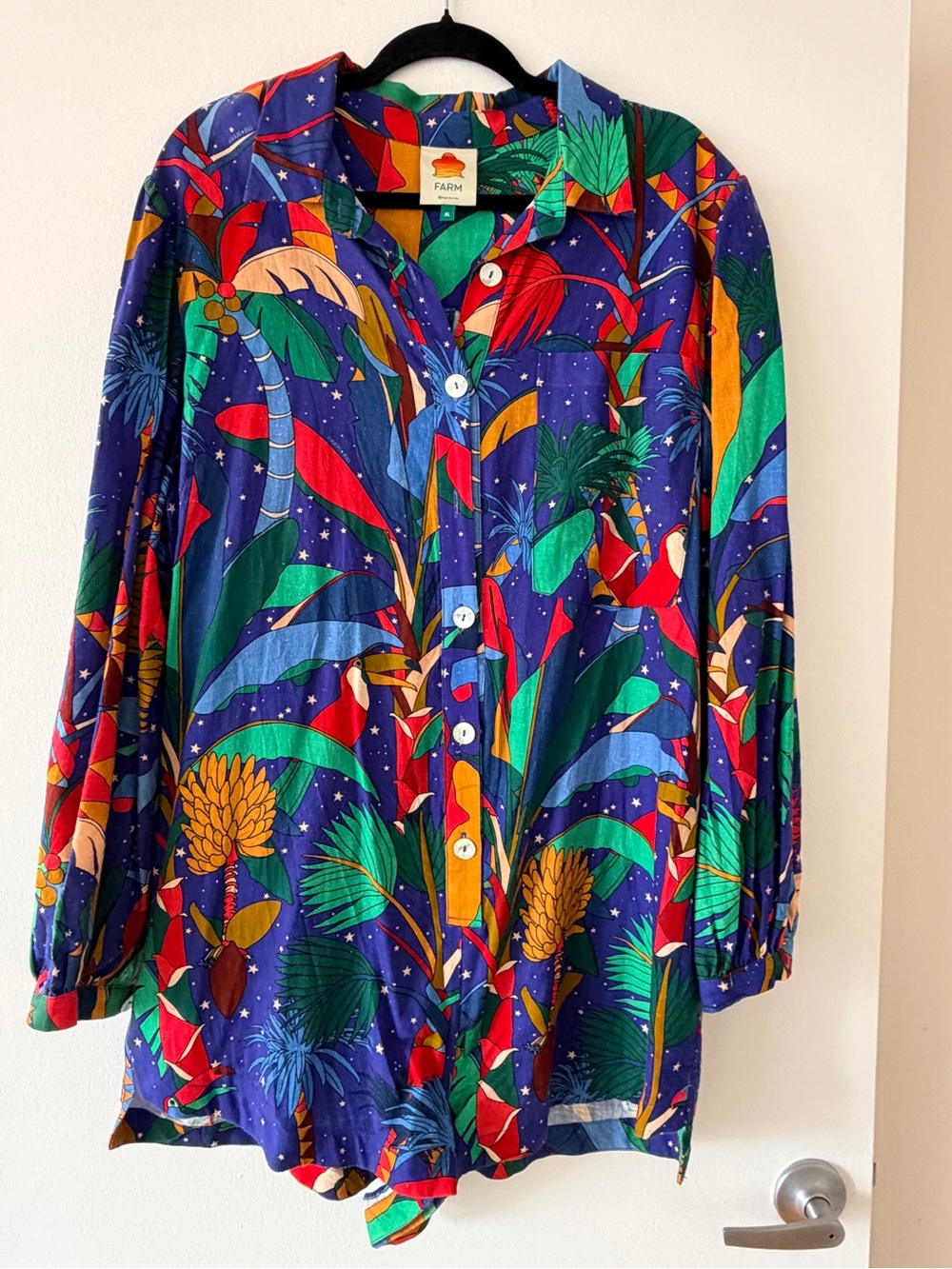 Farm Rio Tropical Print Button-Up Romper - Multicolor
